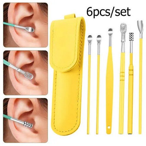 6-Piece Stainless Steel Ear Cleaning Kit | Reusable Earwax Removal Tool Set